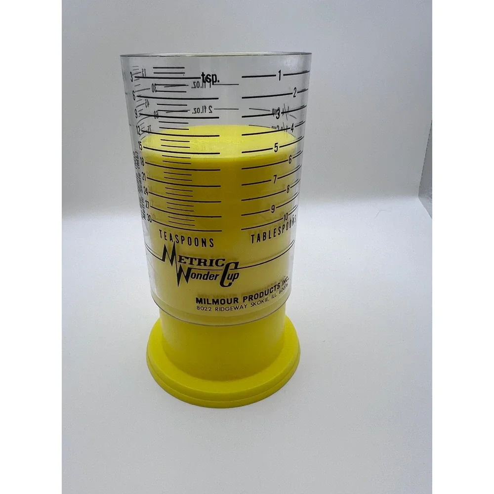 Vintage Metric Wonder Cup Milmour Products Yellow Adjustable Measuring 1 cup